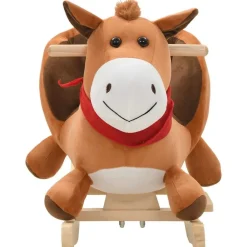 Hobbeldier paard met rugleuning 60x32x50 cm pluche bruin><noscript><img width=