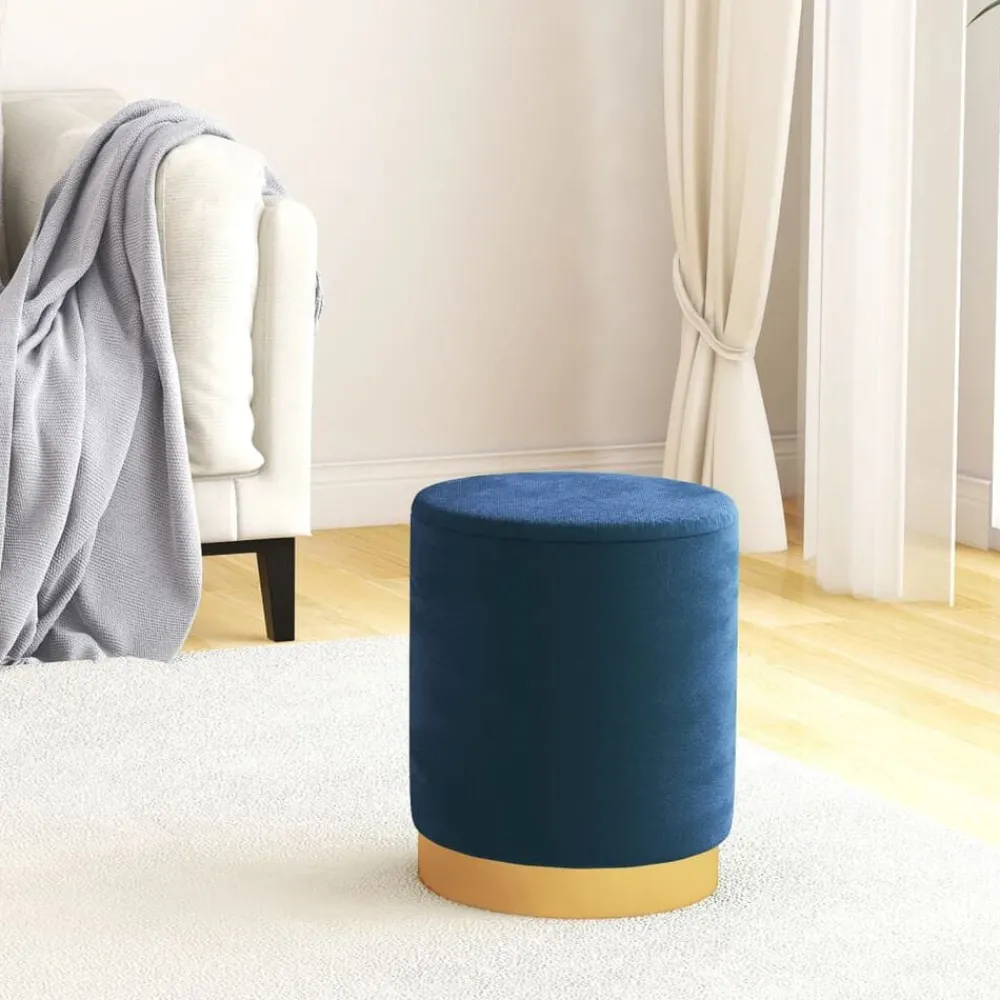 Stoelen*vidaXL Hocker met opbergruimte rond fluweel 31 x 37 cm Blauw