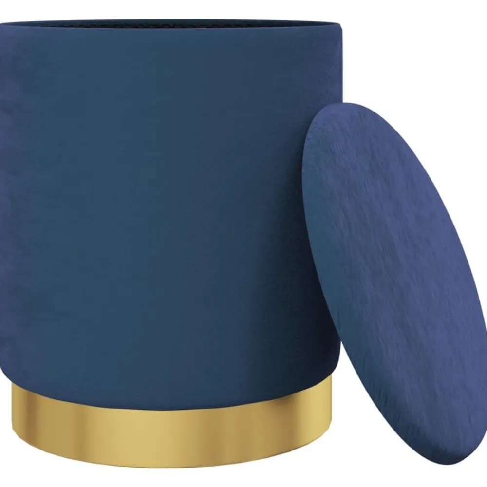 Stoelen*vidaXL Hocker met opbergruimte rond fluweel 31 x 37 cm Blauw