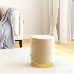 Stoelen*vidaXL Hocker met opbergruimte rond fluweel 31 x 37 cm kleurig Abrikoos