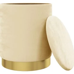 Stoelen*vidaXL Hocker met opbergruimte rond fluweel 31 x 37 cm kleurig Abrikoos