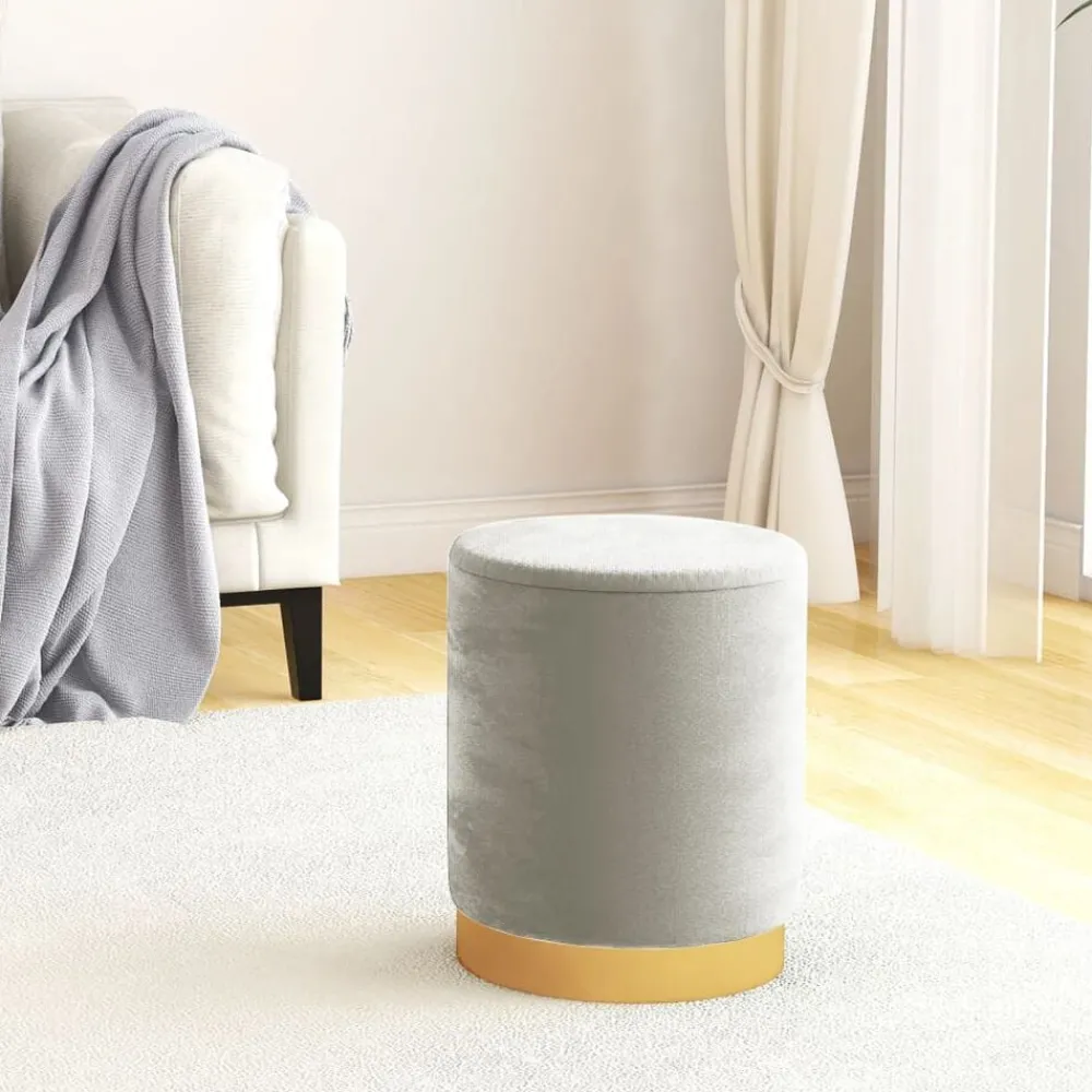 Stoelen*vidaXL Hocker met opbergruimte rond fluweel 31 x 37 cm Lichtgrijs