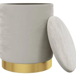 Stoelen*vidaXL Hocker met opbergruimte rond fluweel 31 x 37 cm Lichtgrijs