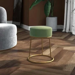 Stoelen*vidaXL Hocker rond fluweel mosterd Groen