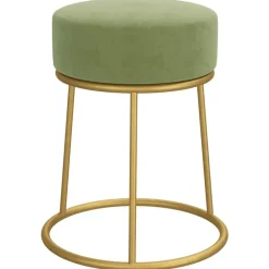 Stoelen*vidaXL Hocker rond fluweel mosterd Groen