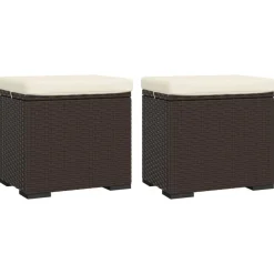 Hockers met kussens 2 st 40x30x40 cm poly rattan>vidaXL Sale