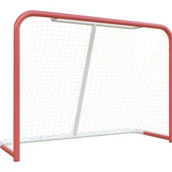 Hockeydoel met net 153x60x118 cm staal en polyester rood en wit>vidaXL Outlet