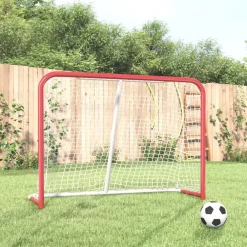 Hockeydoel met net 153x60x118 cm staal en polyester rood en wit>vidaXL Outlet
