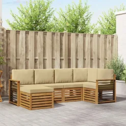 Meubelsets*vidaXL Hoekbank Set 6 pcs Massief Acaciahout Natuurlijk en beige
