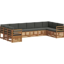 Meubelsets*vidaXL Hoekbank Set 10 pcs Massief Acaciahout Natuurlijk en antraciet