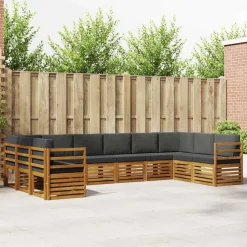 Meubelsets*vidaXL Hoekbank Set 10 pcs Massief Acaciahout Natuurlijk en antraciet