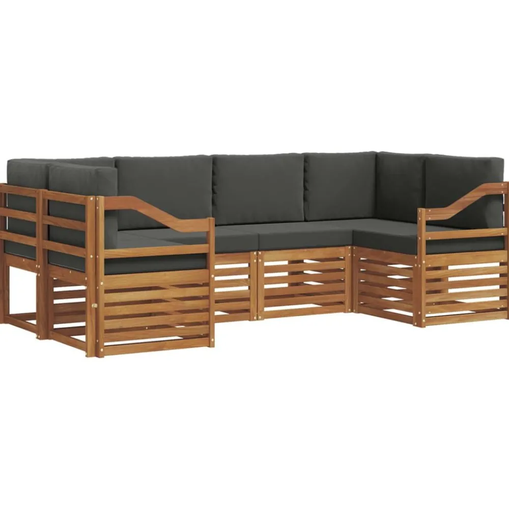 Meubelsets*vidaXL Hoekbank Set 6 pcs Massief Acaciahout Natuurlijk en antraciet
