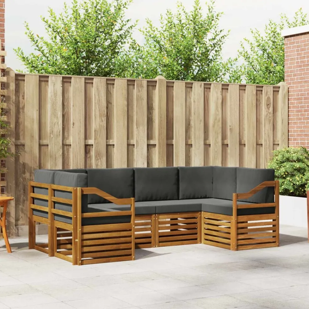 Meubelsets*vidaXL Hoekbank Set 6 pcs Massief Acaciahout Natuurlijk en antraciet