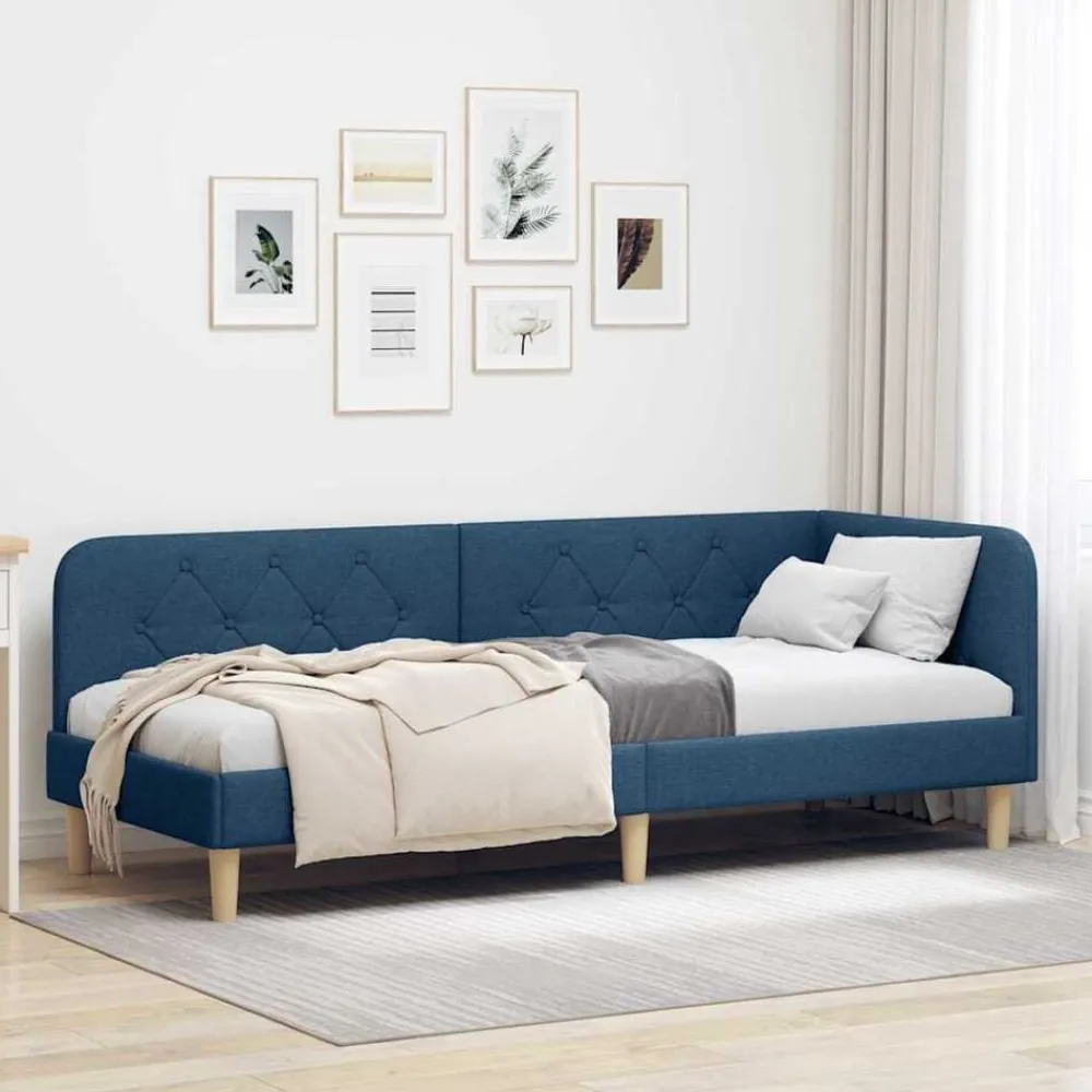 Bedden & Accessoires*vidaXL Hoekbedframe 80 x 200 cm Stof Blauw