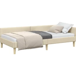 Bedden & Accessoires*vidaXL Hoekbedframe Crème 80 x 200 cm Stof Cr&egrave;me