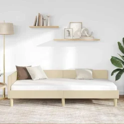 Bedden & Accessoires*vidaXL Hoekbedframe Crème 80 x 200 cm Stof Cr&egrave;me