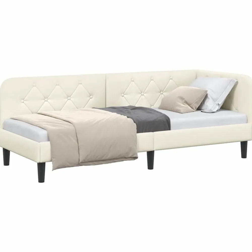 Bedden & Accessoires*vidaXL Hoekbedframe Crème 80 x 200 cm Fluweel Crème
