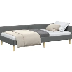 Bedden & Accessoires*vidaXL Hoekbedframe 80 x 200 cm Stof Donkergrijs