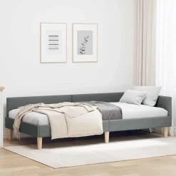 Bedden & Accessoires*vidaXL Hoekbedframe 80 x 200 cm Stof Donkergrijs