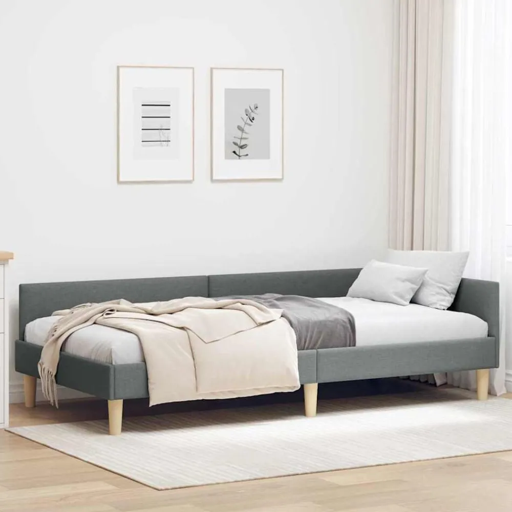 Bedden & Accessoires*vidaXL Hoekbedframe 80 x 200 cm Stof Donkergrijs