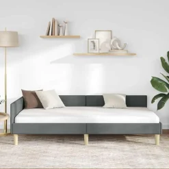 Bedden & Accessoires*vidaXL Hoekbedframe 80 x 200 cm Stof Donkergrijs