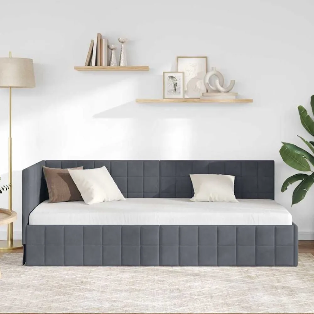 Hoekbedframe met hoofdeinde 80 cm x 200 cm Fluweel>vidaXL Sale
