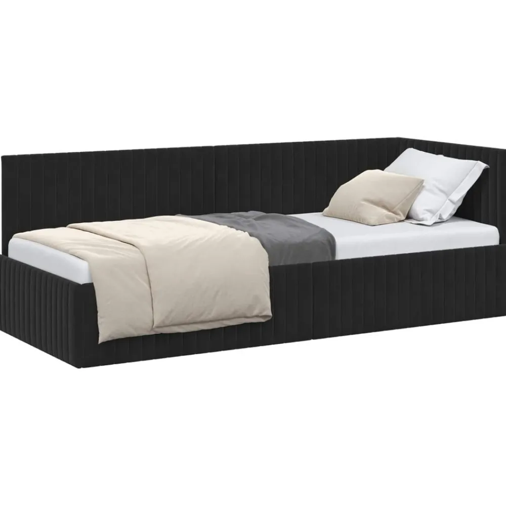 Bedden & Accessoires*vidaXL Hoekbedframe met hoofdeinde 80 cm x 200 cm Fluweel Zwart