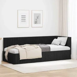 Bedden & Accessoires*vidaXL Hoekbedframe met hoofdeinde 80 cm x 200 cm Fluweel Zwart
