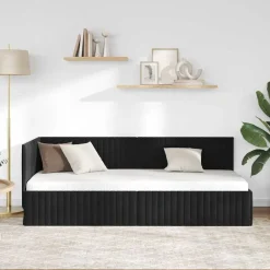 Bedden & Accessoires*vidaXL Hoekbedframe met hoofdeinde 80 cm x 200 cm Fluweel Zwart