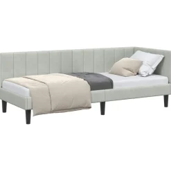 Bedden & Accessoires*vidaXL Hoekbedframe met hoofdeinde 80 cm x 200 cm Fluweel Lichtgrijs