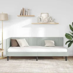 Bedden & Accessoires*vidaXL Hoekbedframe met hoofdeinde 80 cm x 200 cm Fluweel Lichtgrijs