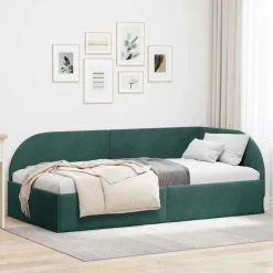 Bedden & Accessoires*vidaXL Hoekbedframe met hoofdeinde 80 cm x 200 cm Fluweel Donkergroen