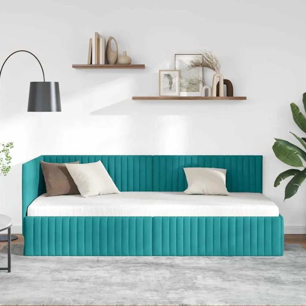 Hoekbedframe met hoofdeinde 80 cm x 200 cm Fluweel>vidaXL Clearance