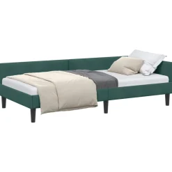 Bedden & Accessoires*vidaXL Hoekbedframe met hoofdeinde 80 cm x 200 cm Fluweel Donkergroen