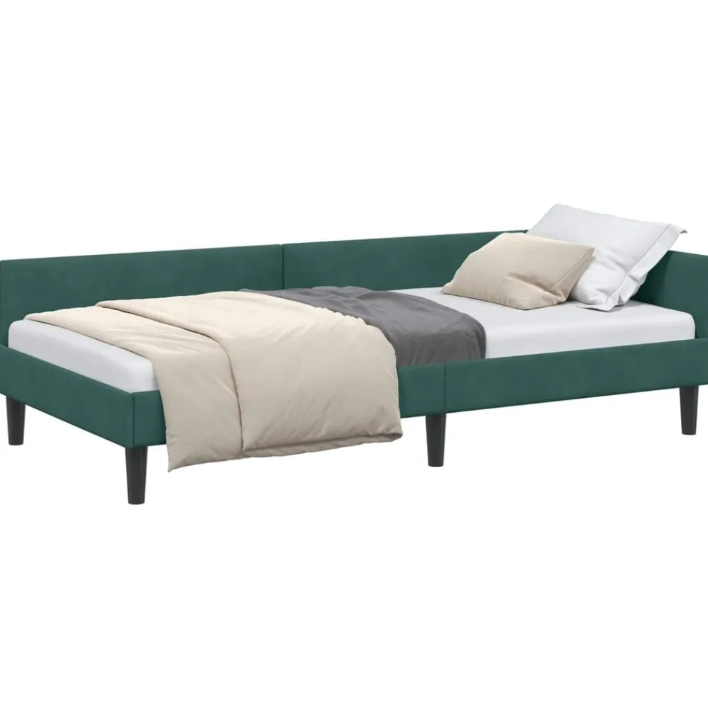 Bedden & Accessoires*vidaXL Hoekbedframe met hoofdeinde 80 cm x 200 cm Fluweel Donkergroen