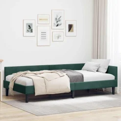 Bedden & Accessoires*vidaXL Hoekbedframe met hoofdeinde 80 cm x 200 cm Fluweel Donkergroen