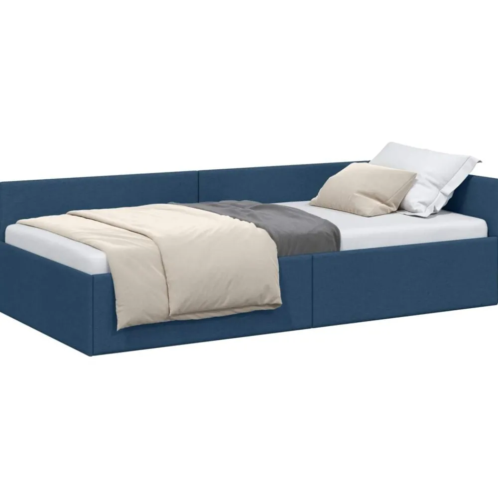 Bedden & Accessoires*vidaXL Hoekbedframe met hoofdeinde 80 cm x 200 cm Stof Blauw