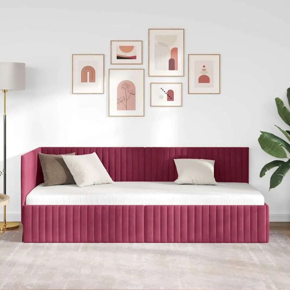 Hoekbedframe met hoofdeinde 80 cm x 200 cm Fluweel>vidaXL Online