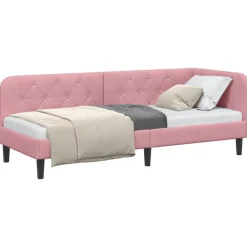 Hoekbedframe 80 x 200 cm Fluweel><noscript><img width=