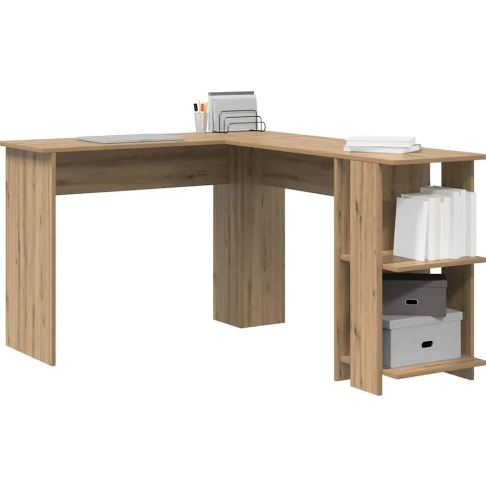 Kantoormeubelen*vidaXL Hoekbureau Artisan Eiken 140 x 113,5 x 75 cm Bewerkt hout artisanaal eikenkleurig