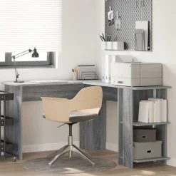 Kantoormeubelen*vidaXL Hoekbureau 140 x 113,5 x 75 cm Bewerkt hout Grijs sonoma