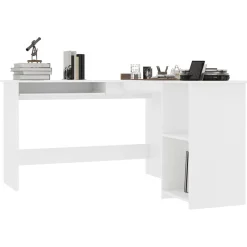 Kantoormeubelen*vidaXL Hoekbureau L-vormig 120x140x75 cm bewerkt hout Wit
