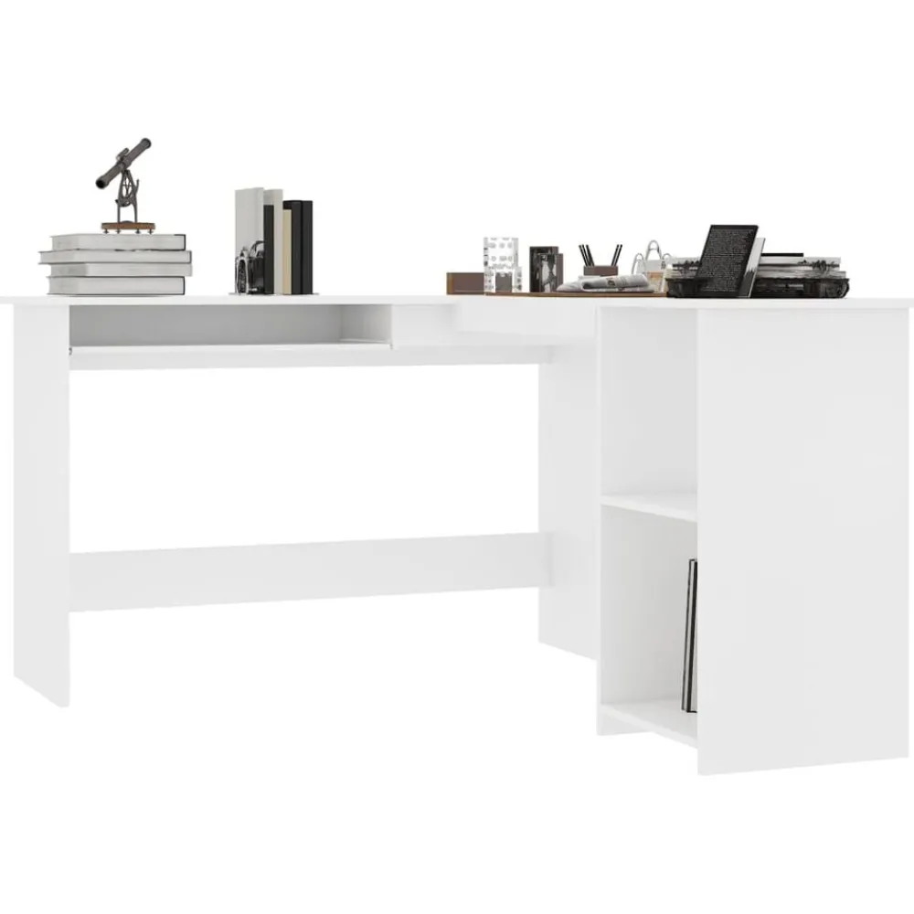 Kantoormeubelen*vidaXL Hoekbureau L-vormig 120x140x75 cm bewerkt hout Wit
