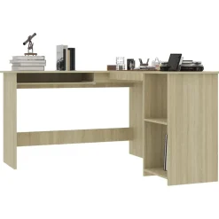 Hoekbureau L-vormig 120x140x75cm bewerkt hout kleur><noscript><img width=
