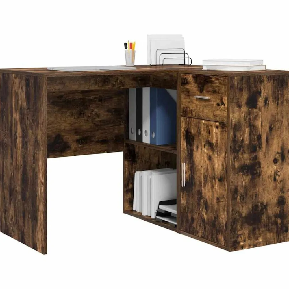 Kantoormeubelen*vidaXL Hoekbureau met lade 102 x 88 x 75 cm Gerookt eiken