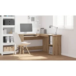 Kantoormeubelen*vidaXL Hoekbureau 120x140x75 cm bewerkt hout artisanaal eikenkleur artisanaal eikenkleurig