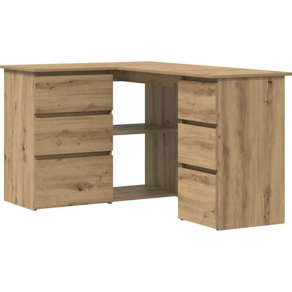 Kantoormeubelen*vidaXL Hoekbureau 145x100x76 cm bewerkt hout artisanaal eikenkleur artisanaal eikenkleurig