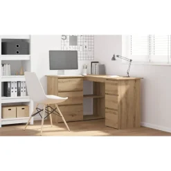 Kantoormeubelen*vidaXL Hoekbureau 145x100x76 cm bewerkt hout artisanaal eikenkleur artisanaal eikenkleurig