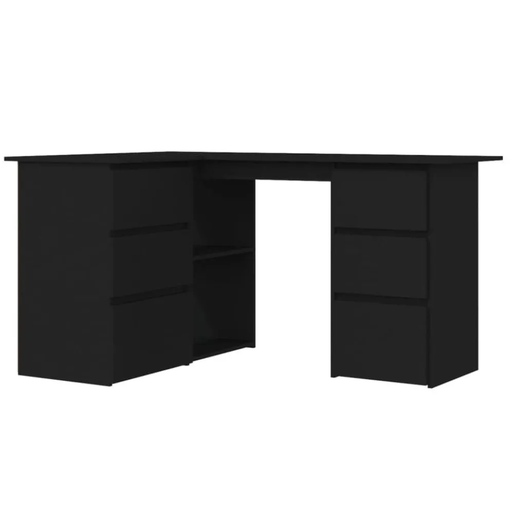 Kantoormeubelen*vidaXL Hoekbureau 145x100x76 cm bewerkt hout Zwart
