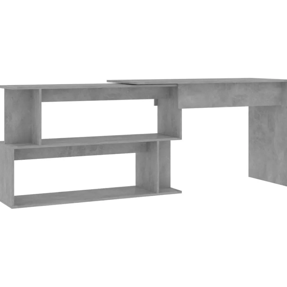 Kantoormeubelen*vidaXL Hoekbureau 200x50x76 cm bewerkt hout Betongrijs